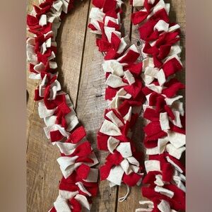 Set of 3 -Red and cream felt garland